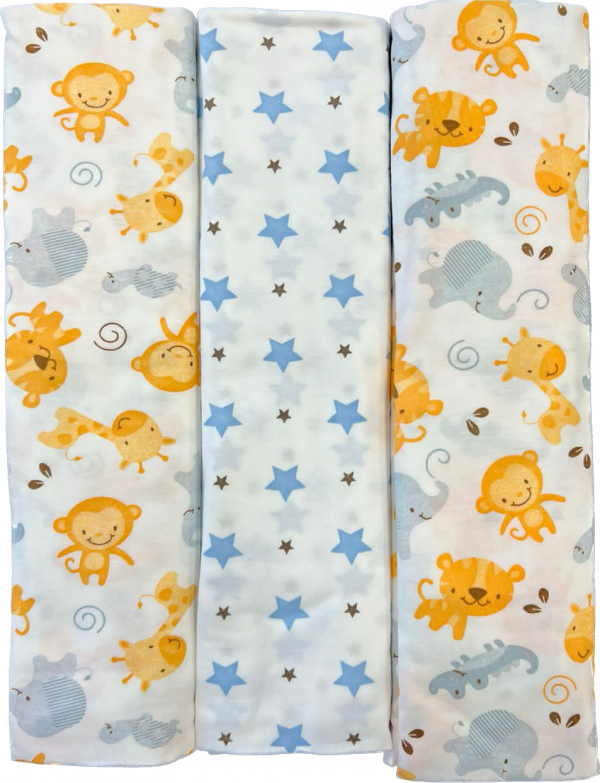 Пеленка кулирка 3 шт 130*90 см Зверята/звёзды/зверята