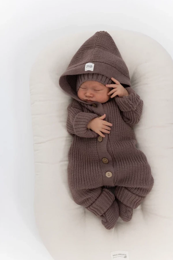 Комплект на выписку 3 в 1 с капюшоном меринос-кашемир Новый Кофейный