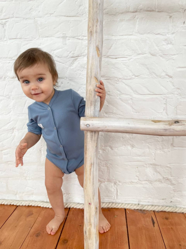 Боди короткий рукав Серо-голубой