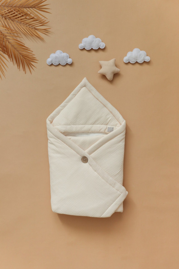 Конверт из муслина на пуговице Бежевый 