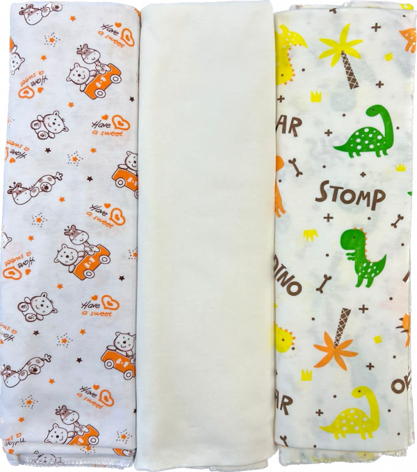 Пеленка кулирка 3 шт 130*90 см Веселая прогулка/экрю/ Дино