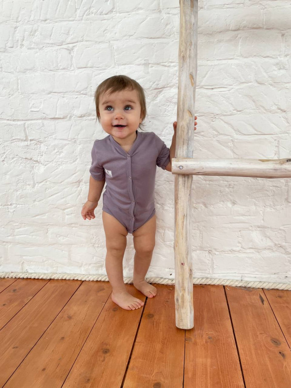 Боди короткий рукав Лиловый 