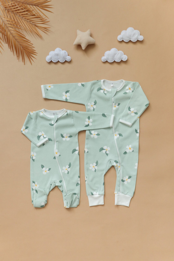 Комбинезон нательный для малыша Салатово-Белый 