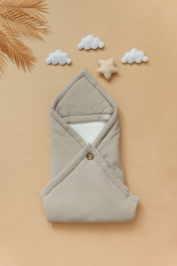 Конверт из муслина на пуговице Песочный 