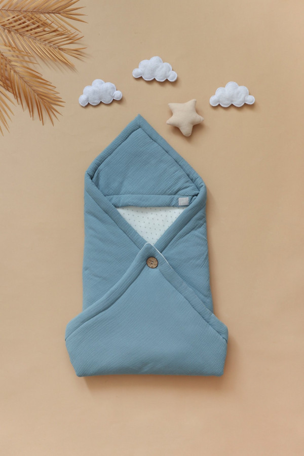 Конверт из муслина на пуговице Синий туман 