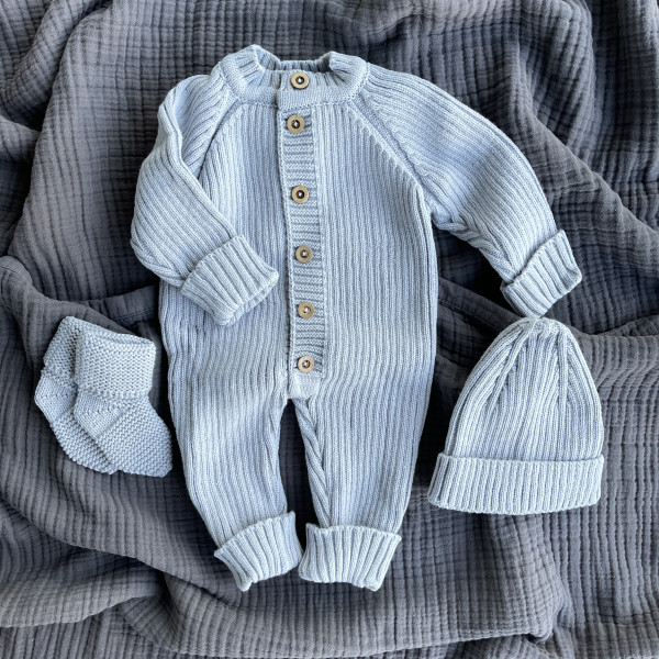 Комплект вязаный 3 предмета Серый 