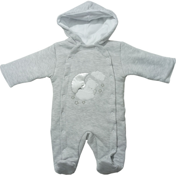 Комбинезон утепленный с капюшоном Мишка на луне Серый