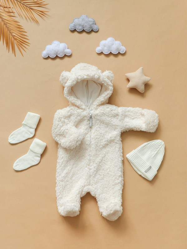 Комбинезон Мишка шерпа Молочн0-кремовый