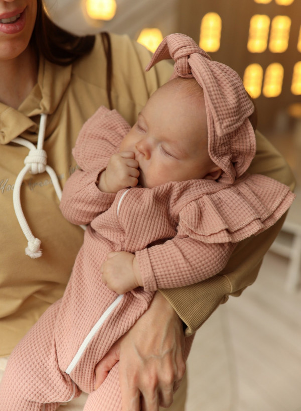 Комбинезон с крылышками с длинным рукавом и солохой Пудровый 