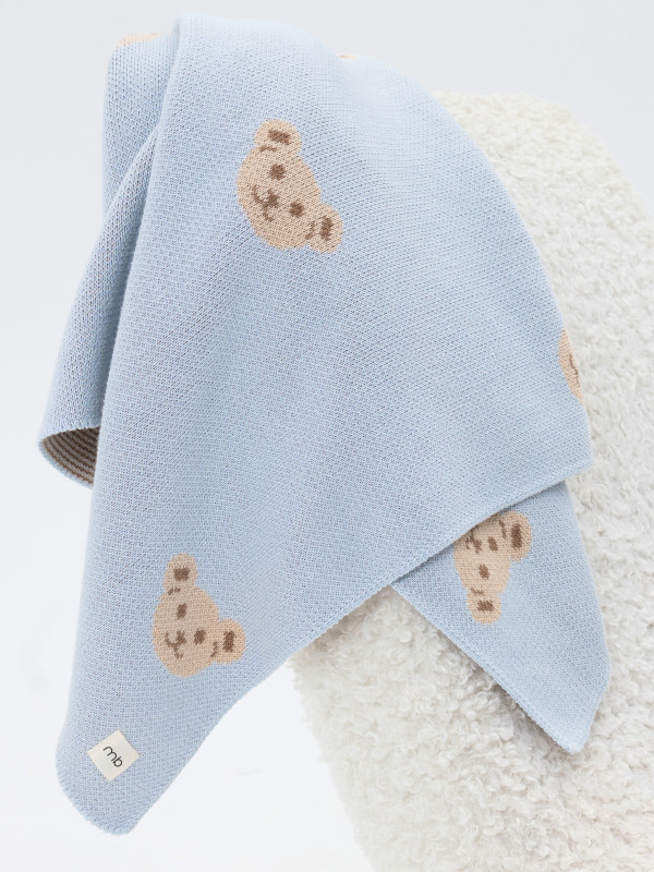 Плед мишки из 100% органического хлопка Небесный