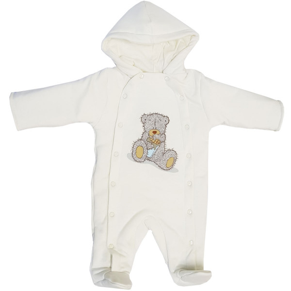 Комбинезон утепленный с капюшоном Мишка с шоколадкой Экрю