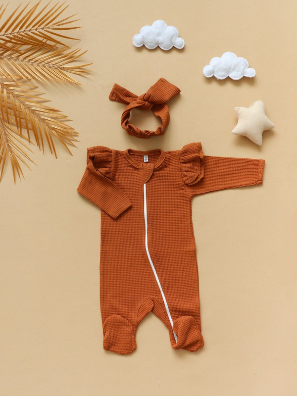 Комбинезон с крылышками с длинным рукавом и солохой Терракотовый