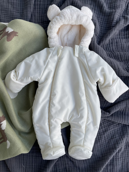 Комбинезон Мишка (плащевка-велсофт) Молочный 