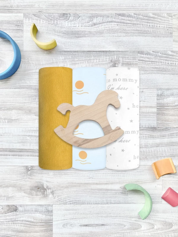 Сет из 3х пелёнок Mjölk Hello Mommy/Новый день/Mustard 120*85 см