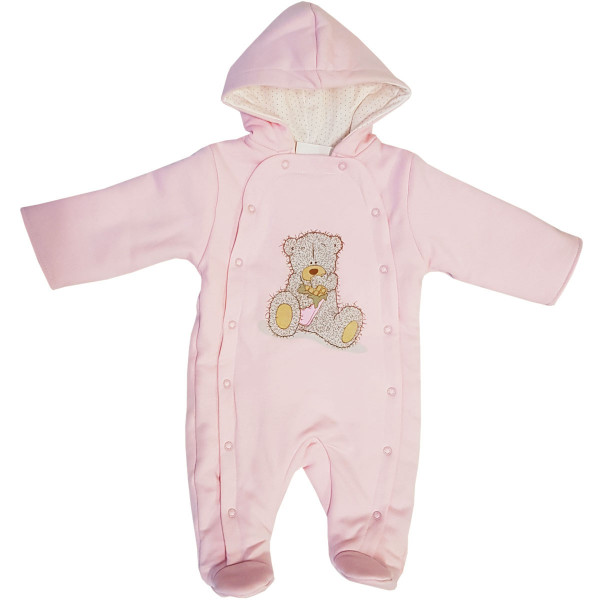 Комбинезон утепленный с капюшоном Мишка с шоколадкой Розовый