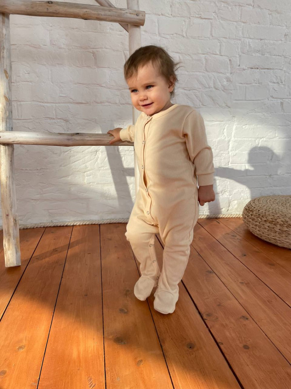 Слип Рибби на кнопках Бежевый