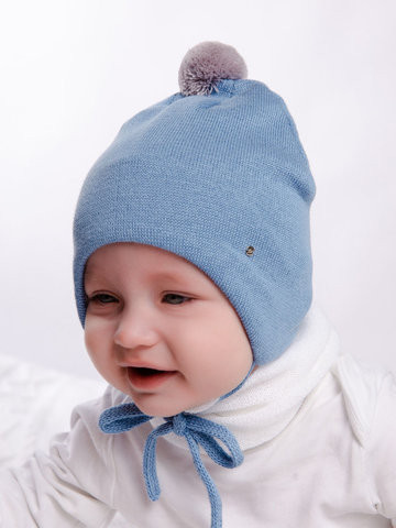 Шапка дет. "Витаминка-М" х/б подкл Серо-голубой 