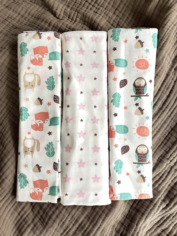 Пеленки 3 шт  130*90 см Совы/Звезды/Совы