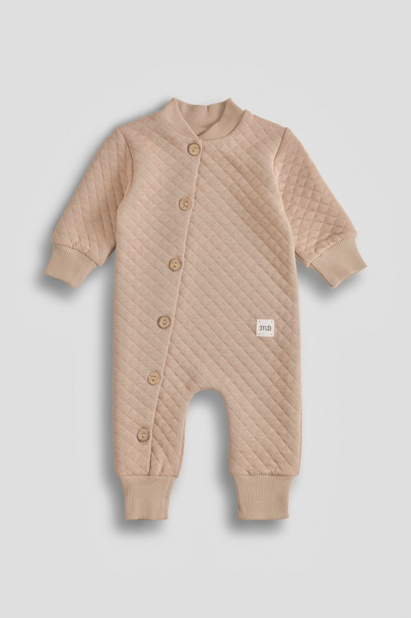 Комбинезон из капитония на пуговицах без капюшона Бежевый 