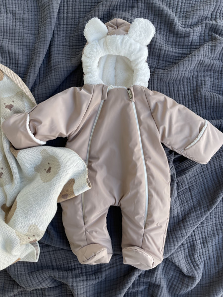 Комбинезон Мишка (плащевка-велсофт) Темно-бежевый 