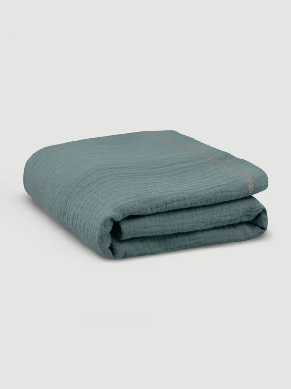 Плед-пелёнка Mjölk Gray Blue из муслинового хлопка 100*100 см 