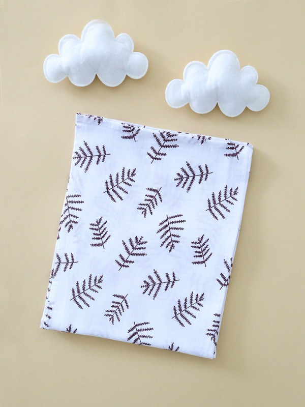 Пеленка муслиновая Листья коричневый 100*130 см