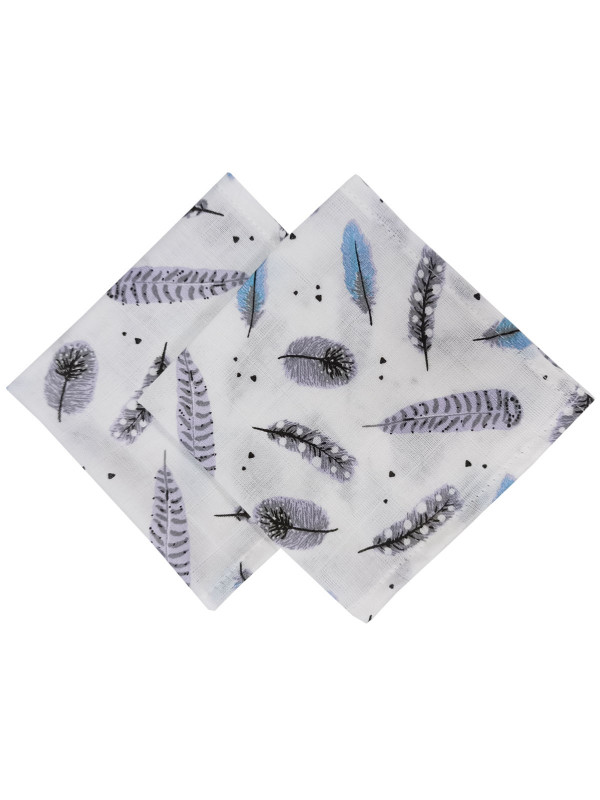 Салфетка муслиновая "Перышки" 30х30см в уп 2 шт