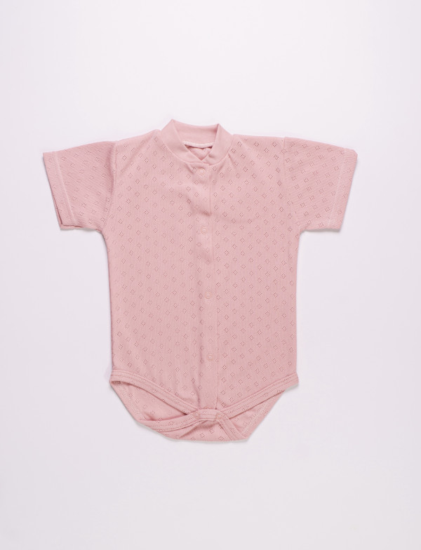 Боди с коротким рукавом ажур Пудра 