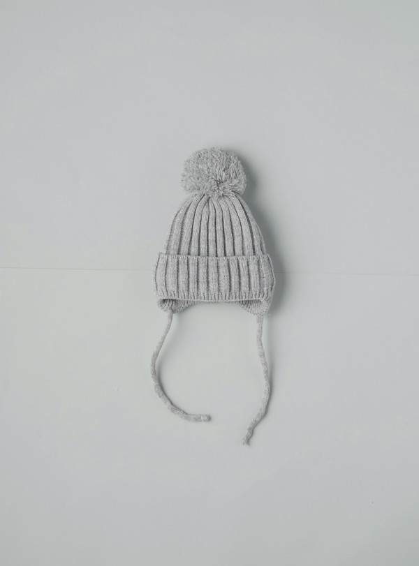  Шапка зимняя на завязках Серая 