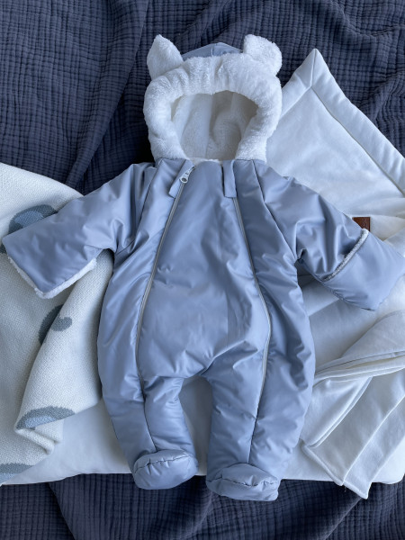Комбинезон Мишка (плащевка-велсофт) Серый 