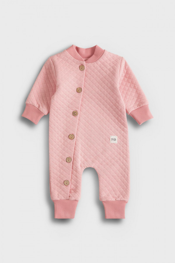  Комбинезон из капитония на пуговицах без капюшона Пудровый