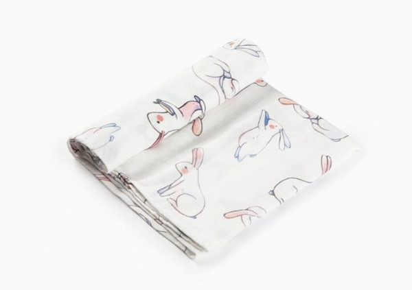 Муслиновая пеленка Зайка  120*120 см