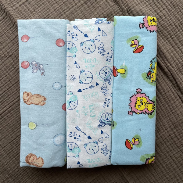  Пелёнка фланелевая (имп.) Воздушные шары/Мишка/Львенок 120*90 см 3 шт