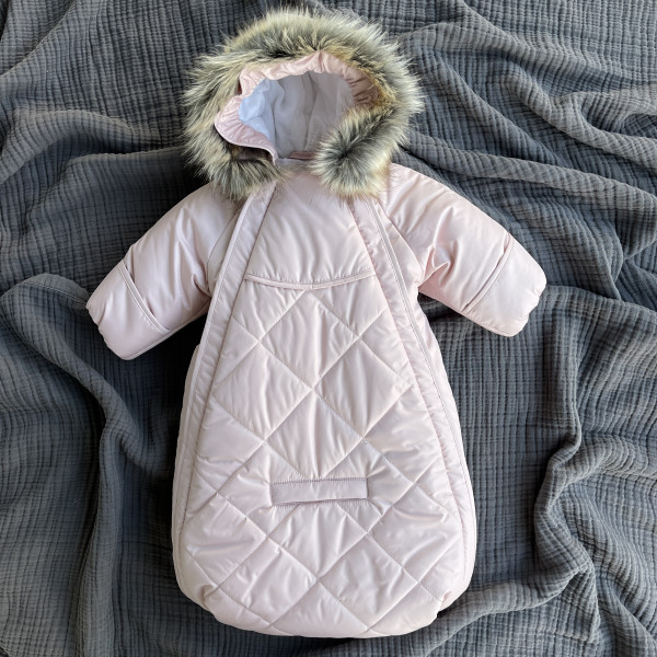 Конверт-комбинезон с ручками 0-6 мес (овечья шерсть и мех отстегиваются) Пудровый 