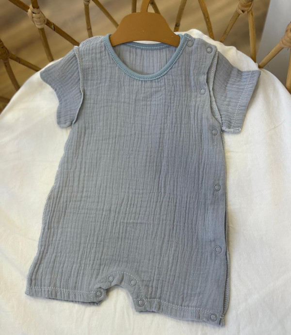 Песочник из муслина жатка однотон Голубой