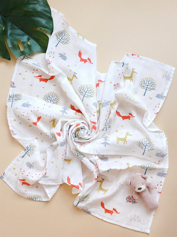 Пеленка муслиновая Сказочный мир леса 100*130 см