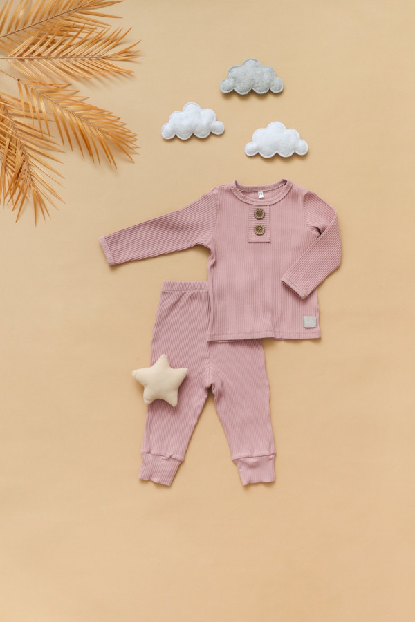 Комплект для малыша (кофточка и штанишки) Пудровый 