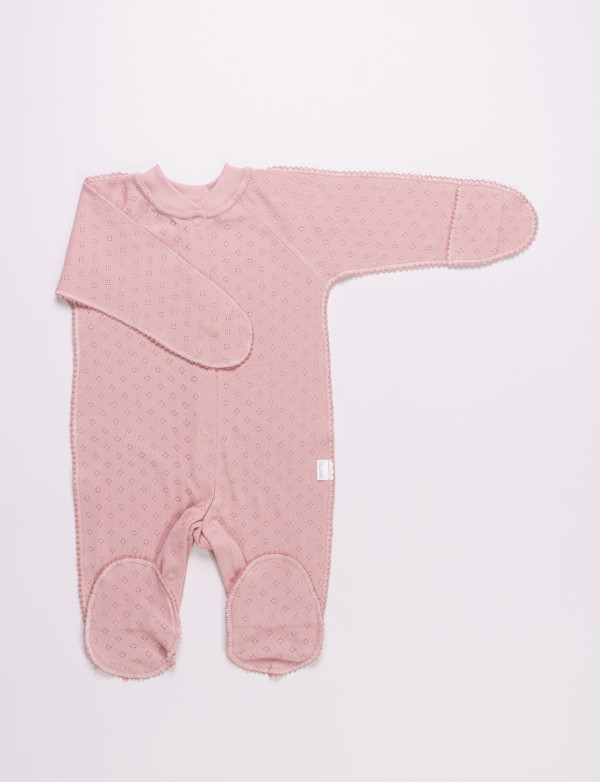 Комбинезон с з/ручками ажур Пудра 