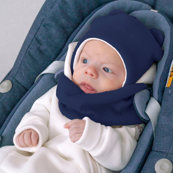 Комплект 2 предмета"Орсетто", шапка+снуд, темно-синий