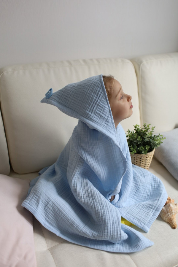 Муслиновый уголок для купания  Голубое 95*95 см  