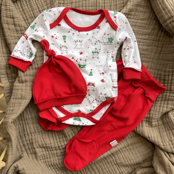 Комплект три предмета (шапочка,боди,ползунки) Новый год 