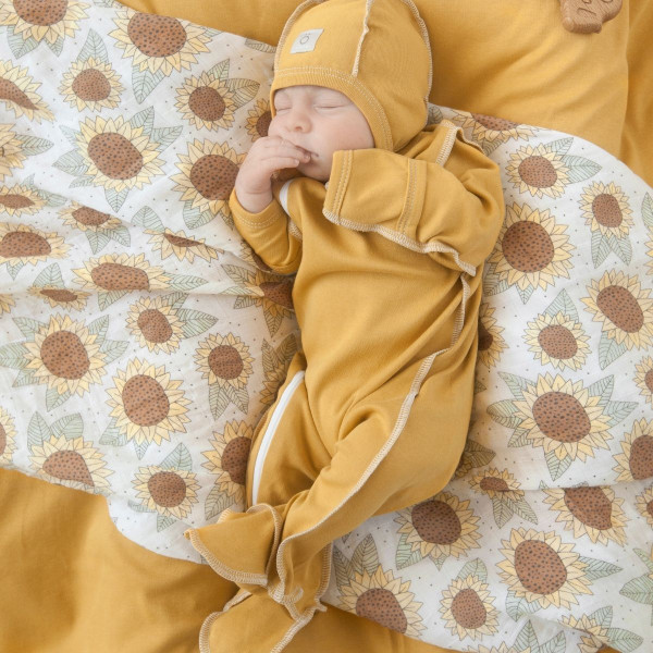 Комбинезон Mjölk Sleep and Play Mustard, швы наружу