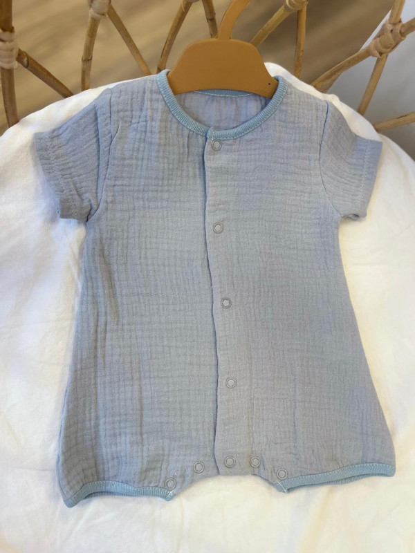 Песочник из муслина жатка однотон Голубой