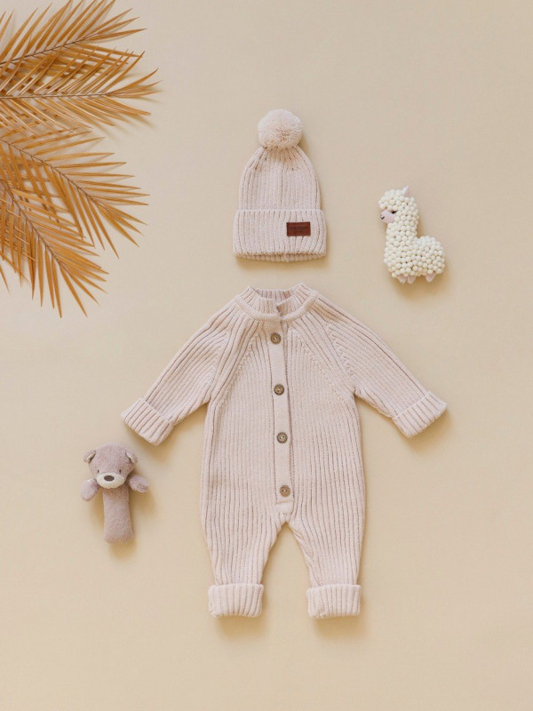 Комплект вязаный 3 предмета Бежевый 