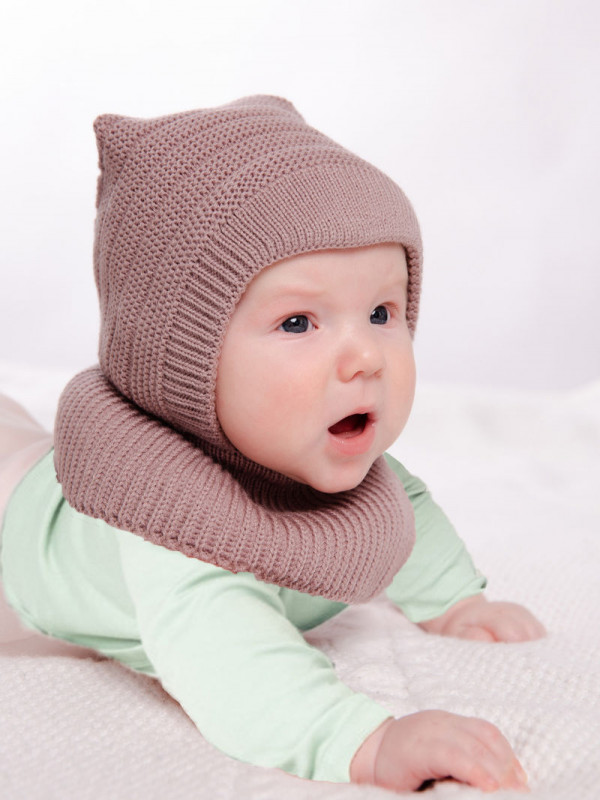 Шапка с манишкой Мурлыка хб подкл. Демисезон Какао