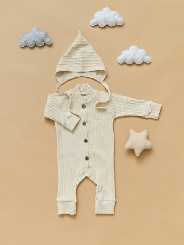 Комбинезон из плотного органического хлопка Молочный