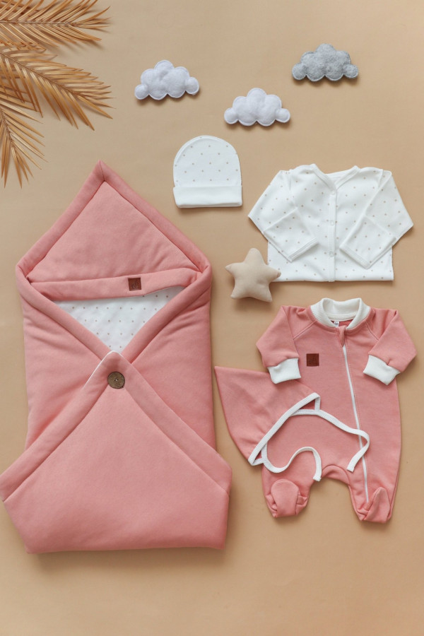 Комплект на выписку (Футер) Персиковый 