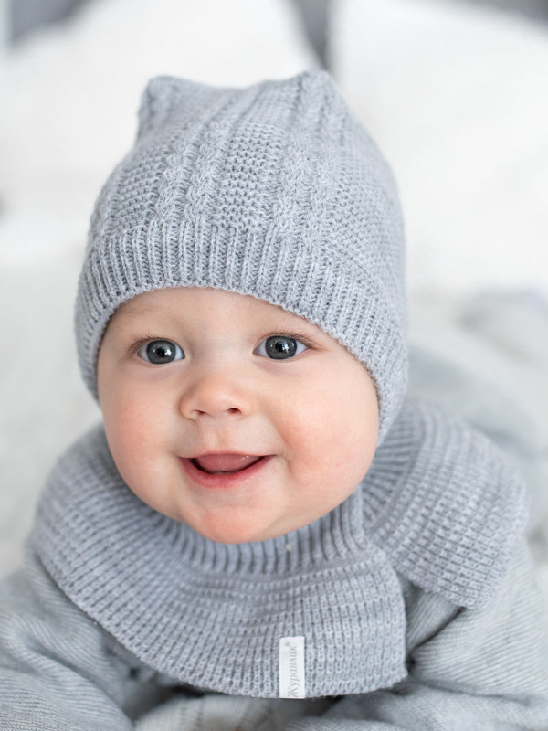 Шапка с манишкой  Барбариска-М хб подкл Серый