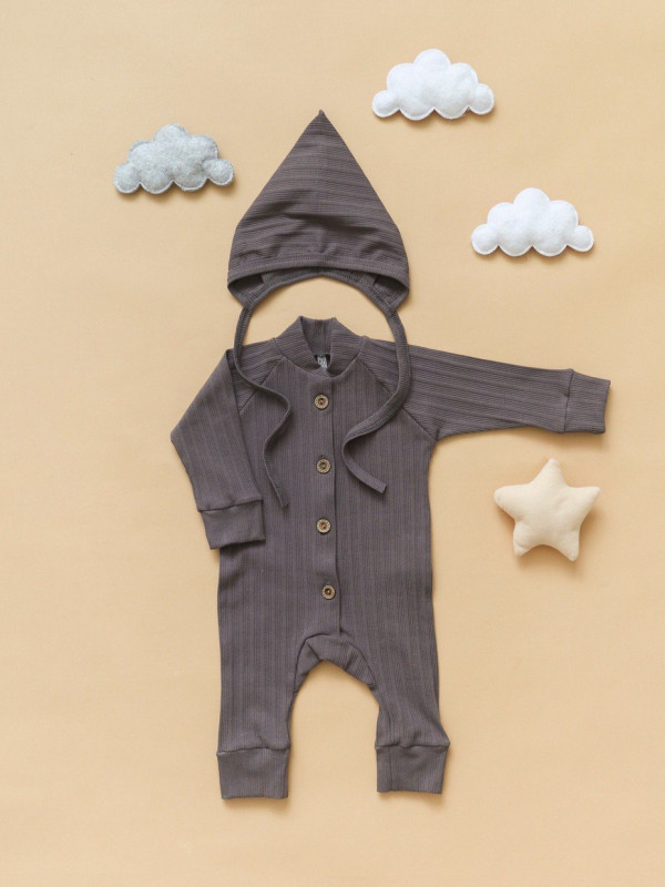 Комбинезон из плотного органического хлопка Темно-серый