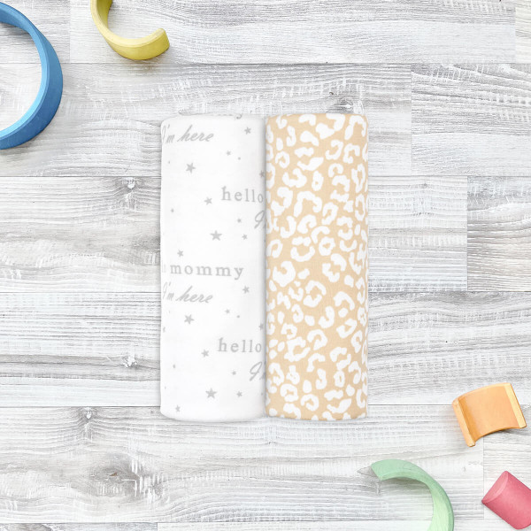 Сет из 2х пелёнок Mjölk Sand Leopard/Hello Mommy 80*80 см 